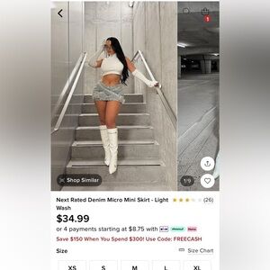 Next Rated Denim Micro Mini Skirt- Light Wash